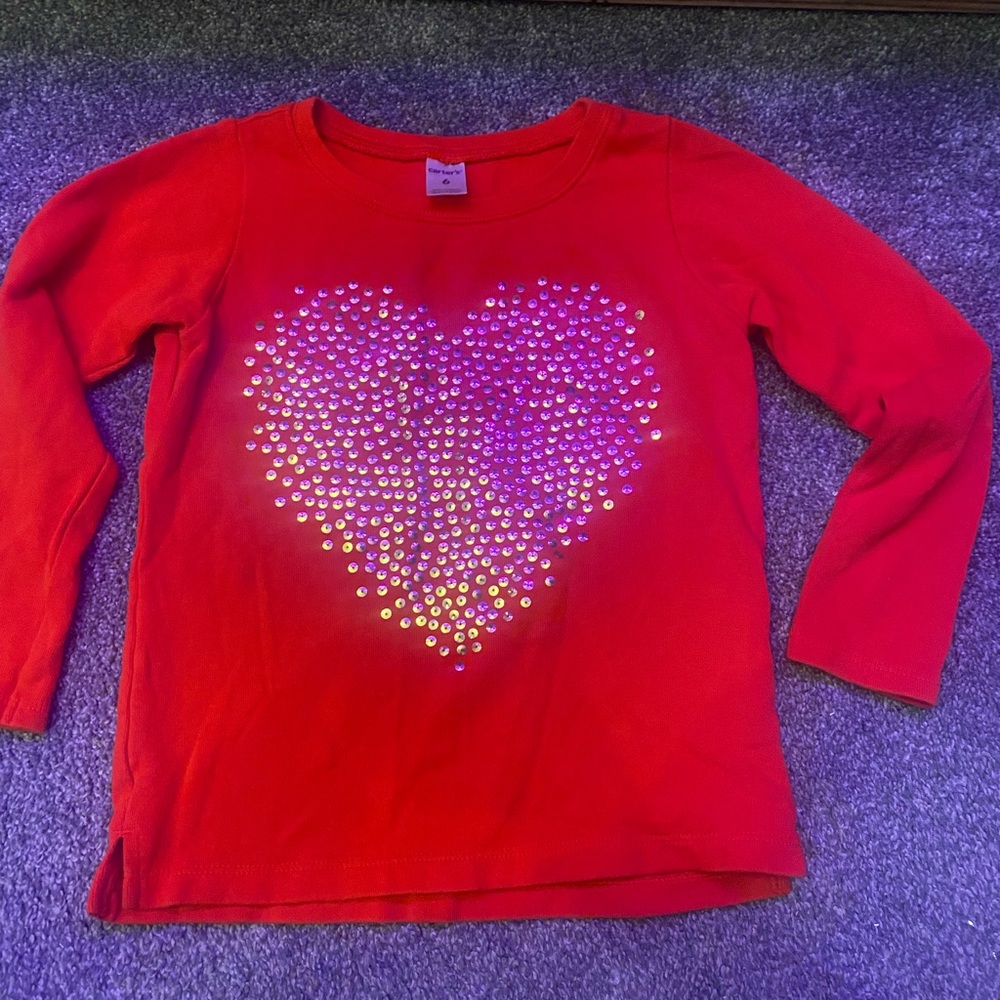 Like new sweatshirt with sparkle heart red shirt gold heart.